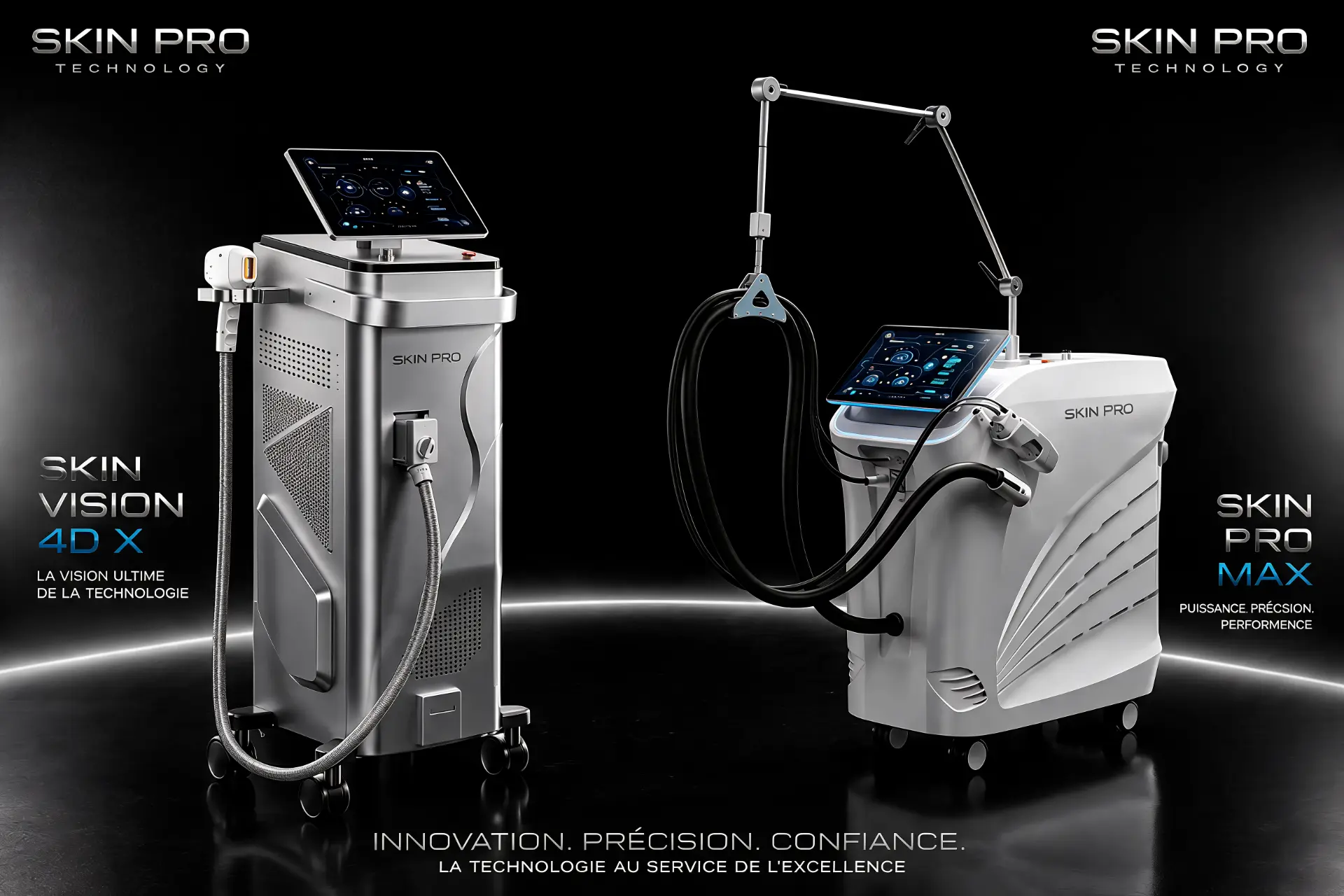 Skin Vision 4D X et Skin Pro Max présentées côte à côte en studio